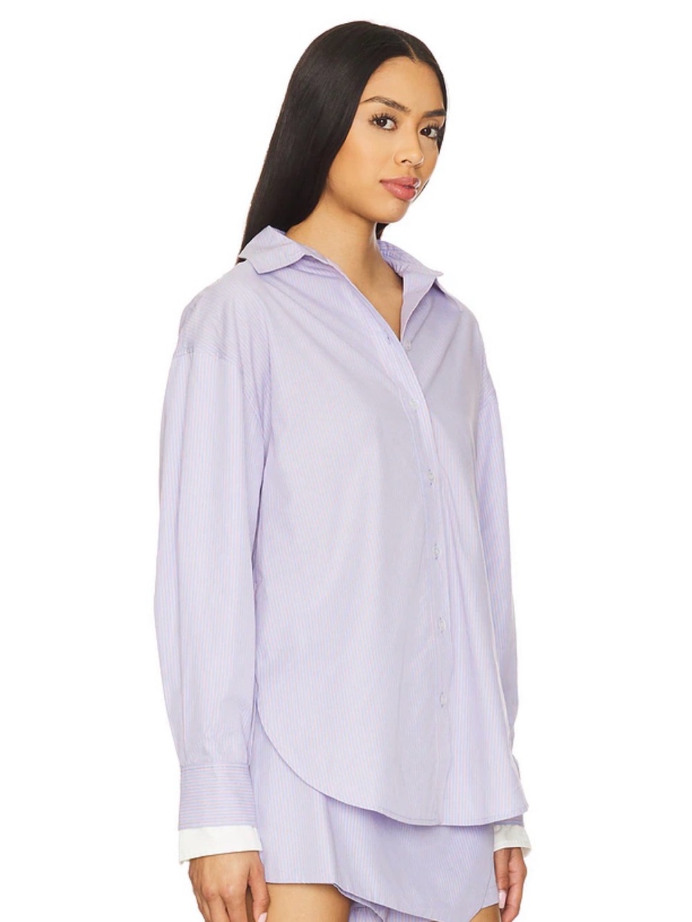 Line & Dot Maxin Shirt in Blue & Coral - Picture 2 of 7